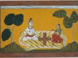 Shiva and Parvati playing chaupar, a relative of pachisi.